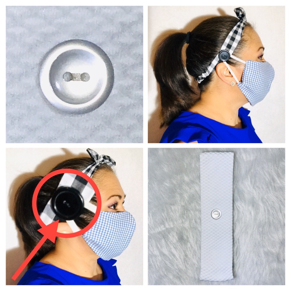 ❤️ Waffle Headband with Buttons for Face Masks!❤️